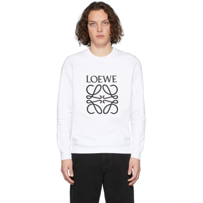 Loewe Logo-embroidered Loopback Cotton-jersey Sweatshirt In White