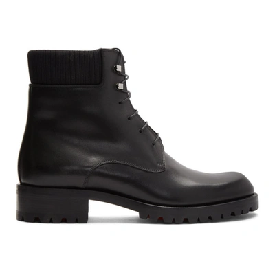 Christian Louboutin Black Calfskin Trapman 20 Crosta Wax Boots