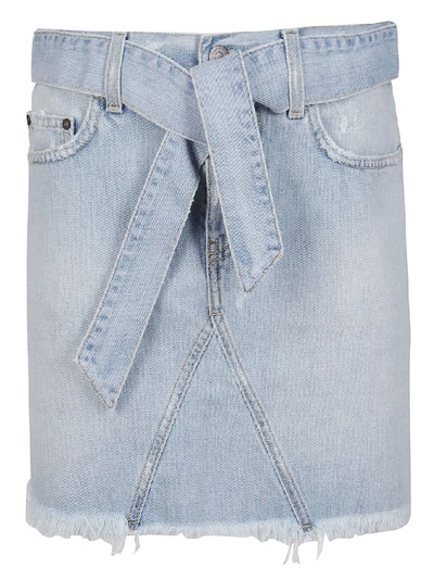 Givenchy Belted Denim Mini Skirt In Light Wash