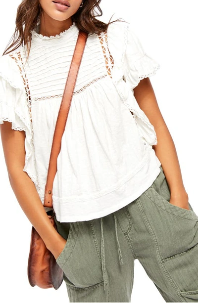 Free People Le Femme Ruffle Mock Neck Top - Xl In White