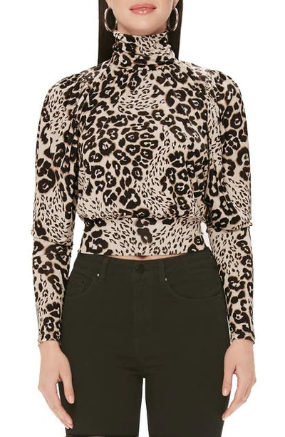 Afrm Nanya Cutout Back Long Sleeve Top In Leopard Patchwork