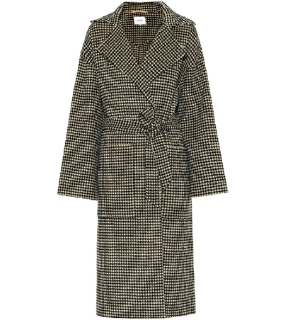 Nanushka Houndstooth Single Breasted Coat In Neutrals ,black