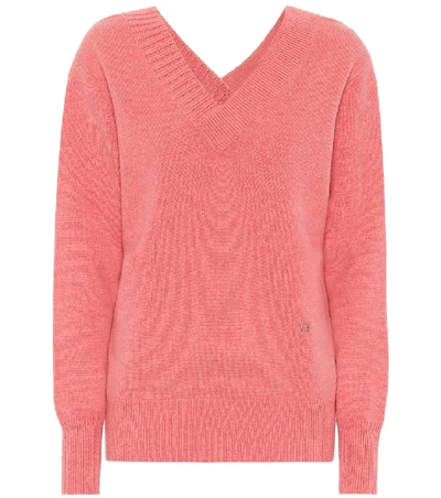 Victoria Beckham Stretch Cashmere V-neck Sweater In Pink