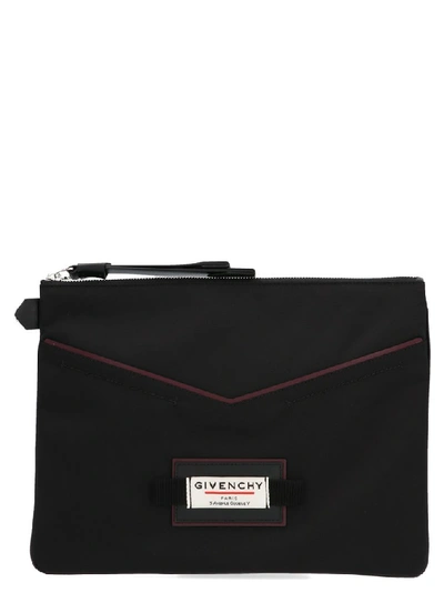 Givenchy Downtown Logo Patch Clutch In Black