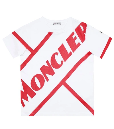Moncler Teen Logo 印花条纹t恤 In White