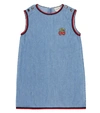 Gucci Children's Denim Dress With Strawberries In Blue