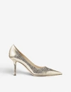 Jimmy Choo Love 85 Metallic Lizard-effect Leather Pumps In Light Gold