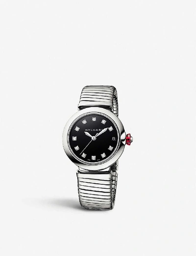 Bvlgari Women's Lvcea Stainless Steel & Diamond Bracelet Watch In Black