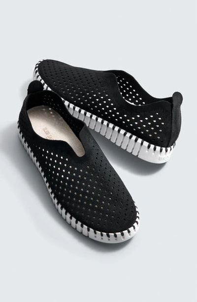 Ilse Jacobsen Tulip 139 Perforated Slip-on Sneaker In Gun Metal Fabric