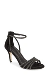 Pelle Moda Roux Ankle Strap Sandal In Black Suede