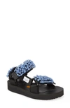 Cecilie Bahnsen X Suicoke Maria Beaded Velcro-strap Sandals In Black/ Blue