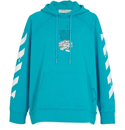 Off-white Off White Dripping Arrows Incompiuto Hoodie In Petrol Blue