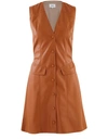 Nanushka Menphi Vegan Leather Button-front Dress In Burnt Orange
