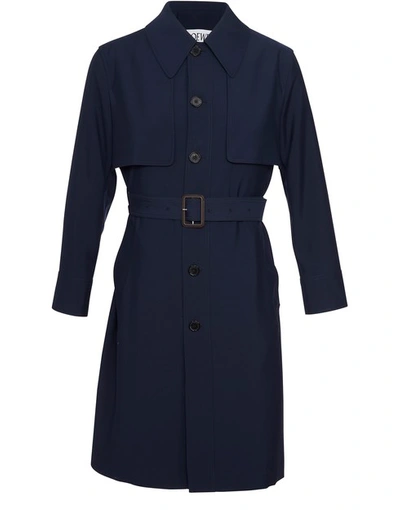 Loewe Unstructured Wool Trench Coat In Navy