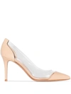 Gianvito Rossi Neutral Plexi 105 Suede Pumps In Neutrals