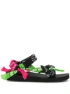 Arizona Love + Jason Wu Trekky Printed Cotton, Gauze And Canvas Sandals In Fuchsia,green,black