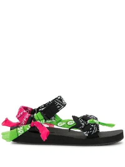 Arizona Love + Jason Wu Trekky Printed Cotton, Gauze And Canvas Sandals In Fuchsia,green,black