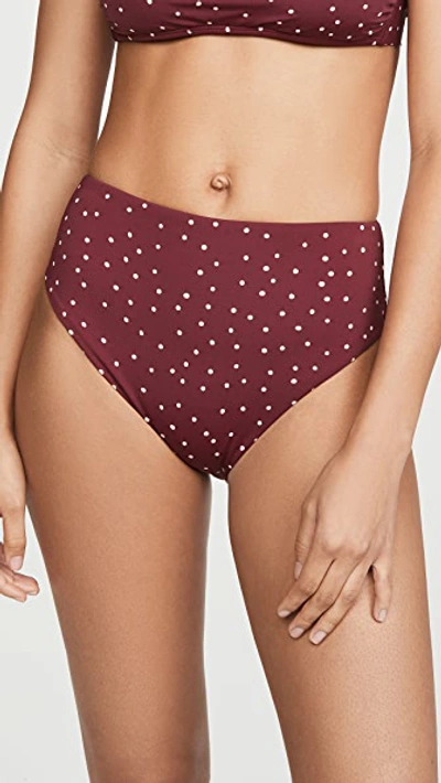 Vix Swimwear Hot Pant High Waist Bikini Bottoms In Lola Burgundy