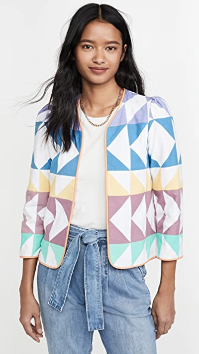 Alix Of Bohemia Tropicana Quilt Jacket In White/multi