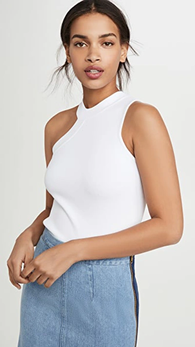 Autumn Cashmere Asymmetric One Shoulder Crew Tank In White