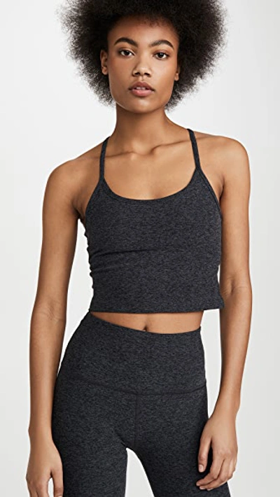 BEYOND YOGA SPACEDYE SLIM RACERBACK CROPPED TANK BLACK/CHARCOAL,BYOGA30645