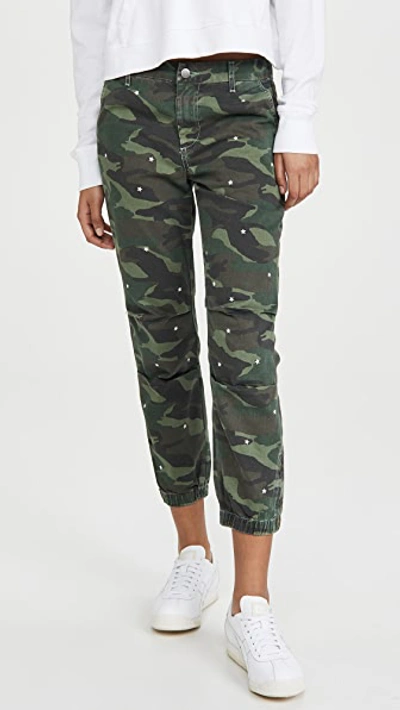 Sundry Stars No 95 Camo Zip Jogger Trousers In Fern All Over Stars
