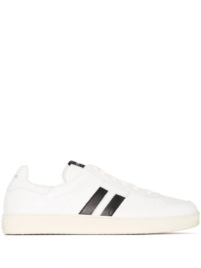 Tom Ford Double Stripes Lace-up Sneakers In White
