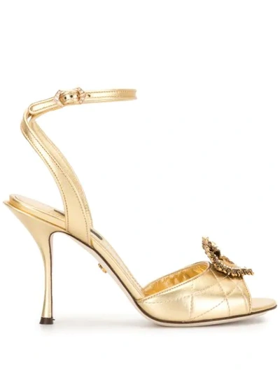 DOLCE & GABBANA METALLIC DEVOTION 90MM SANDALS