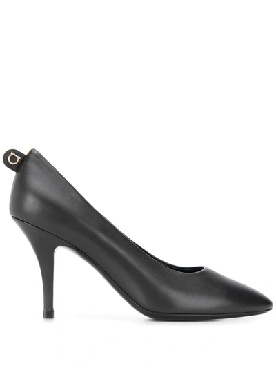 Ferragamo Judy 85 Gancini Pumps In Lambskin Leather In White