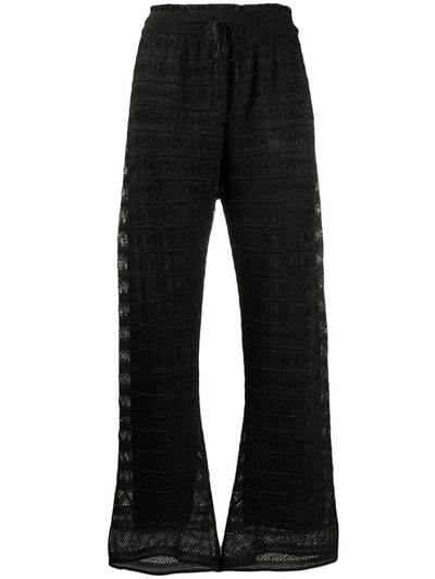 M Missoni High-rise Straight-leg Knitted Trousers In Black