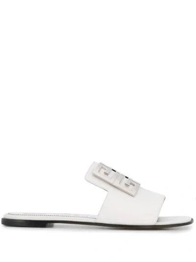 Givenchy 4g Flat Slide Sandal Mules In White