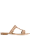 TOD'S FLAT LEATHER SANDALS