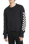 RHUDE CHECKERBOARD JACQUARD DISTRESSED SWEATER,04ACR08001