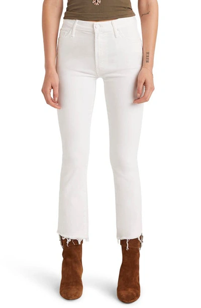 Mother Insider High Waist Crop Step Hem Jeans In Cream Puffs