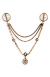 ALEXANDER MCQUEEN SIGNATURE CHARM CHAIN BROOCH,610976J160T