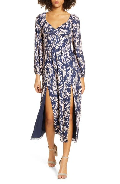 Ali & Jay Art Snob Long Sleeve Print Dress In Navy/ Blush