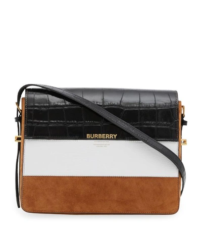 Burberry Large Suede And Embossed Leather Grace Bag In White/maple