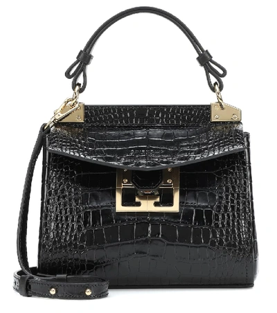 Givenchy Mini Mystic Croc Embossed Leather Satchel In Grey