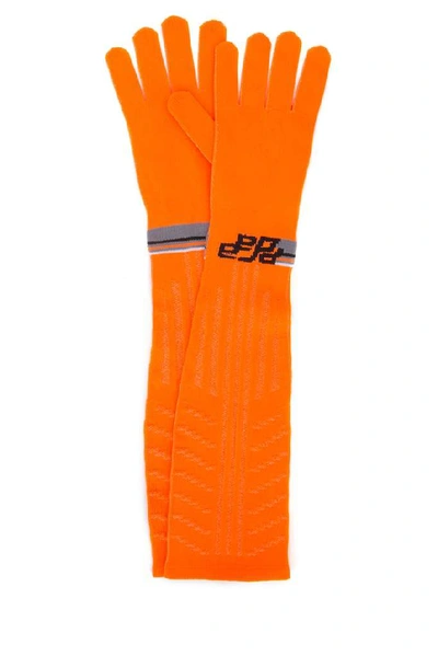 Prada Tech Nylon Gloves In Orange