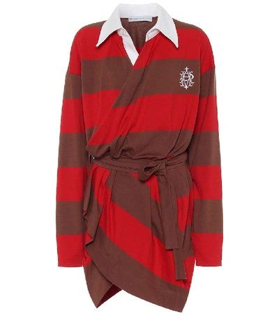 Matthew Adams Dolan Long-sleeved Striped-cotton Rugby Shirt Dress In Red