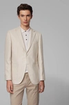 HUGO BOSS HUGO BOSS - REGULAR FIT JACKET IN VIRGIN WOOL AND LINEN - WHITE