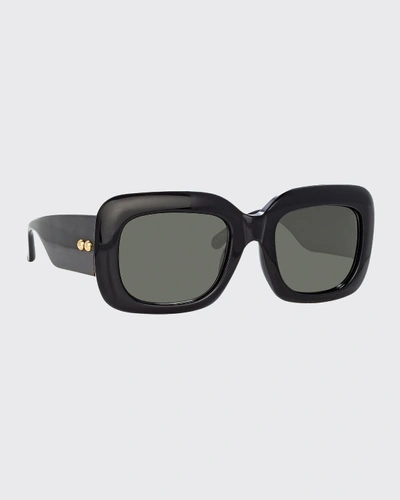 Linda Farrow Rectangular Acetate Sunglasses In Black