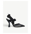 FENDI WOMENS BLACK COLIBRÌ MESH AND LEATHER COURTS 3.5,926-10004-4404100609