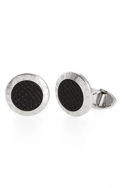 Dunhill Cadogan Leather Inset Cuff Links In Silver
