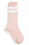Entireworld Recycled Cotton Blend Varsity Socks In Pink/white