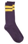 Entireworld Recycled Cotton Blend Varsity Socks In Purple/yellow