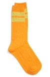 Entireworld Recycled Cotton Blend Varsity Socks In Orange/yellow