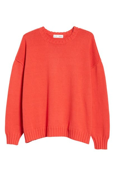 Entireworld Recycled Cotton Crewneck Sweater In Signal Red