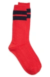 Entireworld Recycled Cotton Blend Varsity Socks In Red/navy