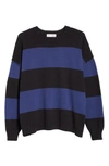 Entireworld Stripe Recycled Cotton Sweater In Kuro / Indigo